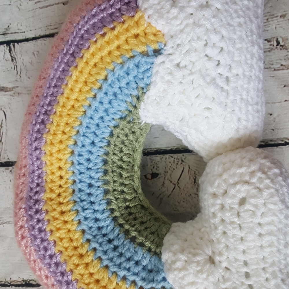 Crochet Rainbow Throw Pillow/Nursery decor - Picture 6 of 16